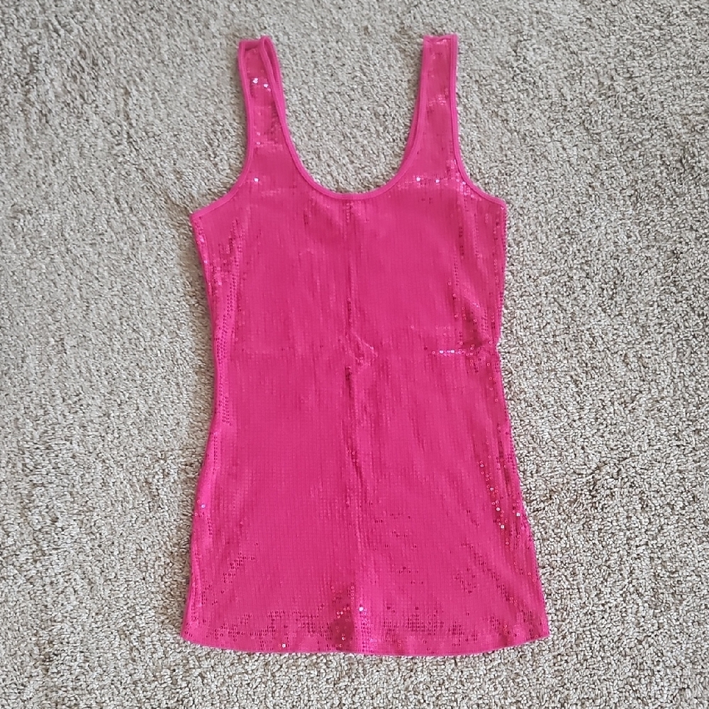 Express Fuchsia Sequin Tank Top
